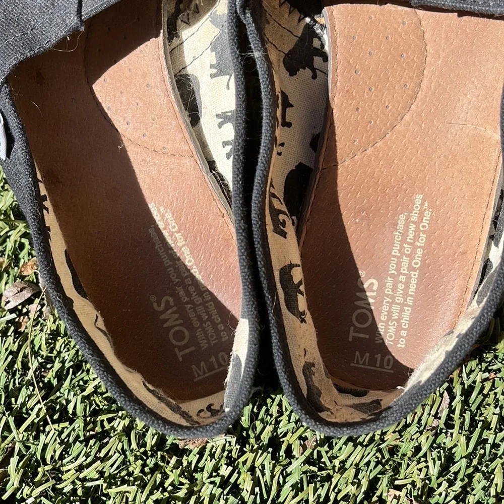TOMS Men's Black Canvas Classic Alpargata Slip On Shoes Size 10 Low Top Casual